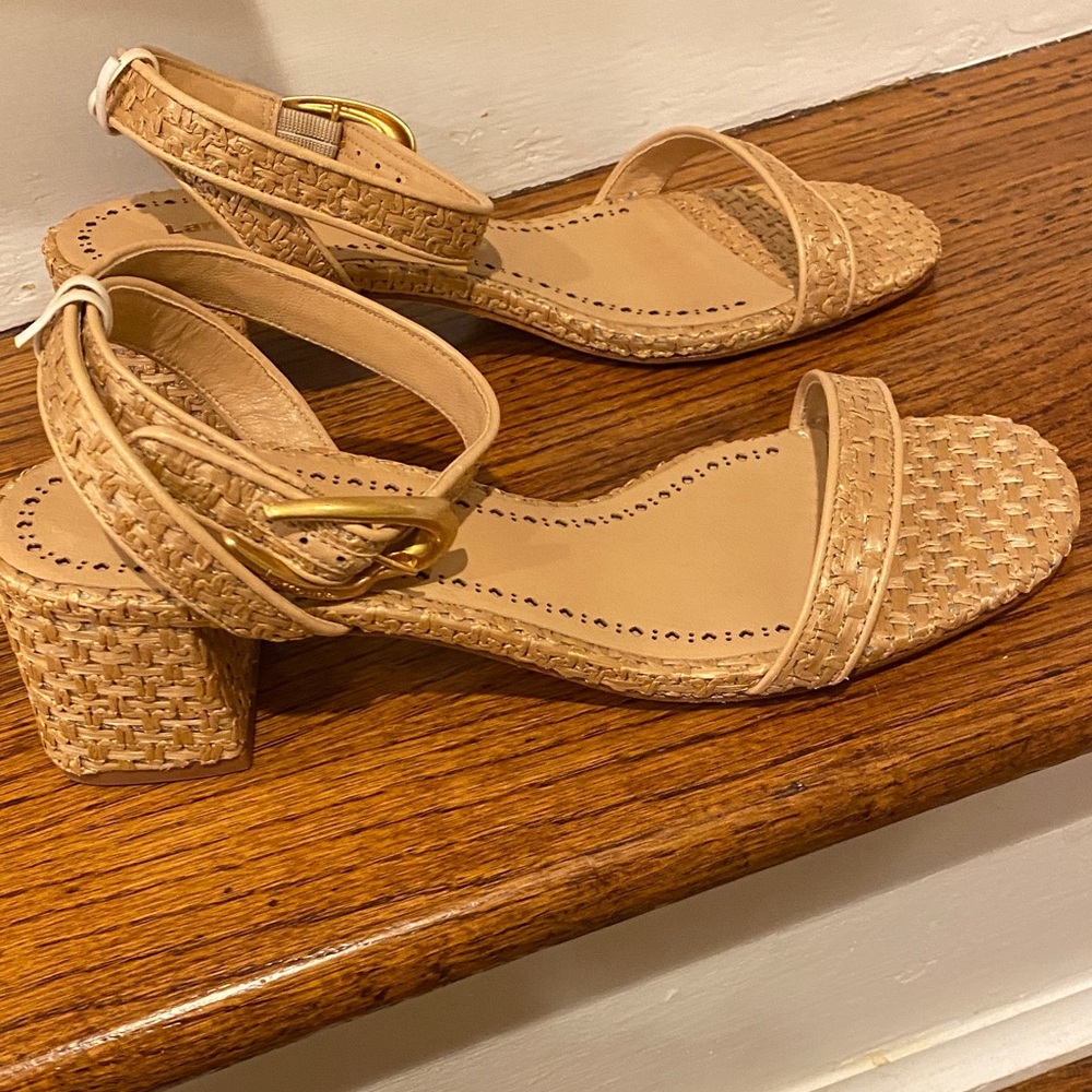 Larroude Tan Woven Sandals - Picture 2 of 5
